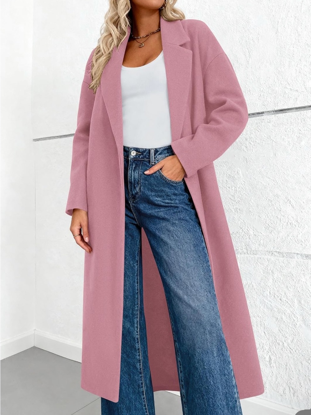 Pretty Garden Long Pink Open Front Coat